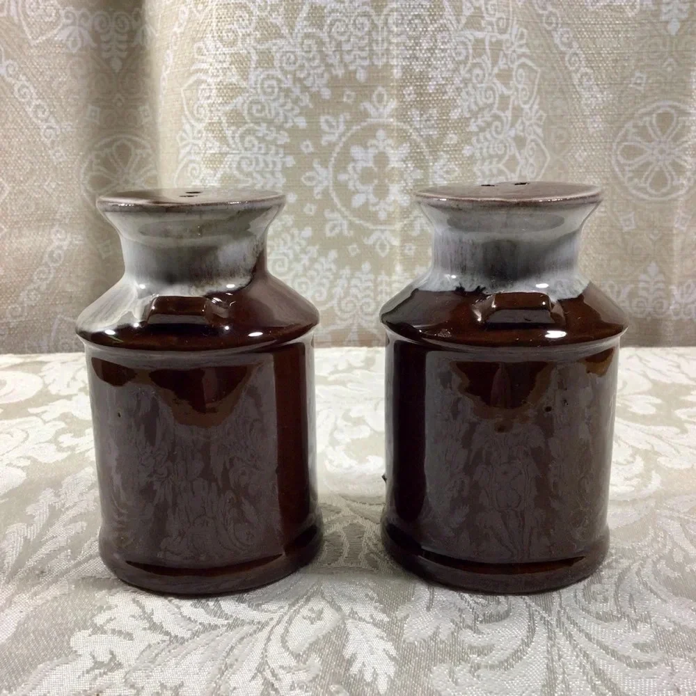 Vintage Brown Milk Can Salt and Pepper Shakers - Made in Japan